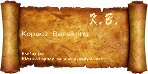 Kopacz Barakony névjegykártya